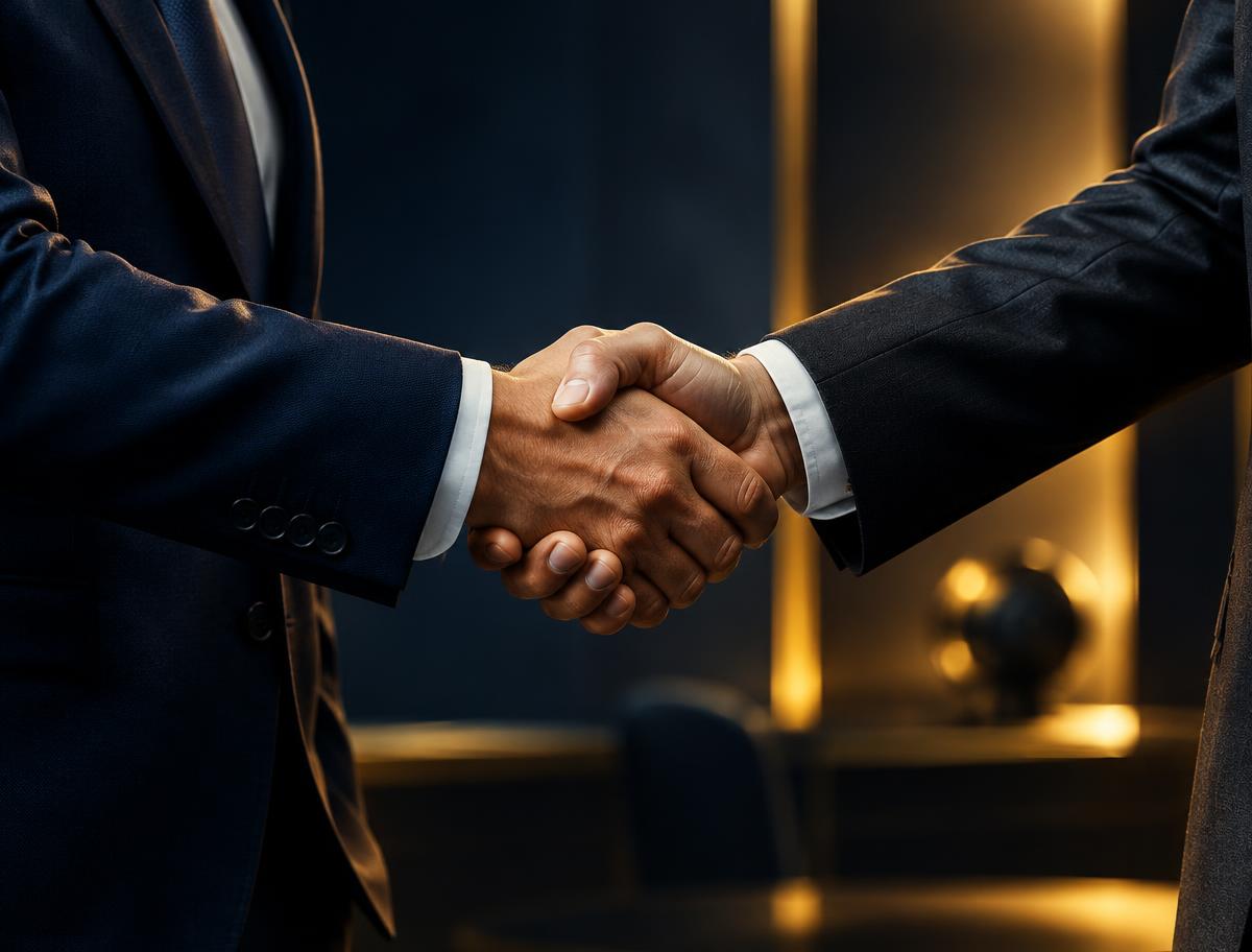 Une poignée de main entre deux professionnels.
